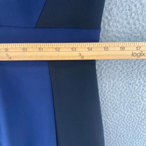 Tahari Dress Womens 6 Navy Colorblock Fit & Flare Scuba Stretch Short Sleeves - Picture 8 of 11